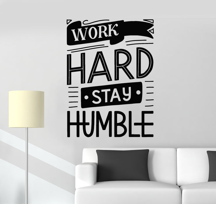 Vinyl Wall Decal Motivation Phrase Quotes Work Hard Stay Humble Stickers Mural (g1098)
