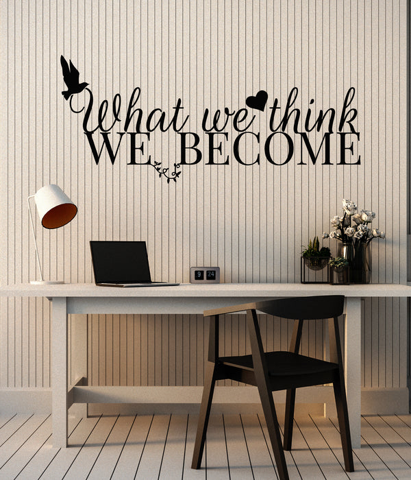 Vinyl Wall Decal Words Motivation Phrase Bird Heart Quote Stickers Mural (g1140)