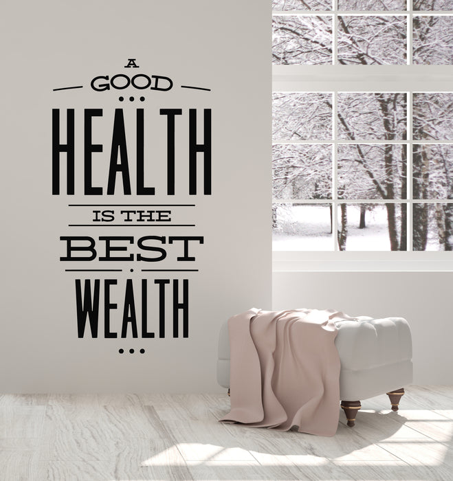 Vinyl Wall Decal Healthy Quote Words Health The Best Wealth Living Room Decor Stickers Mural (g1943)