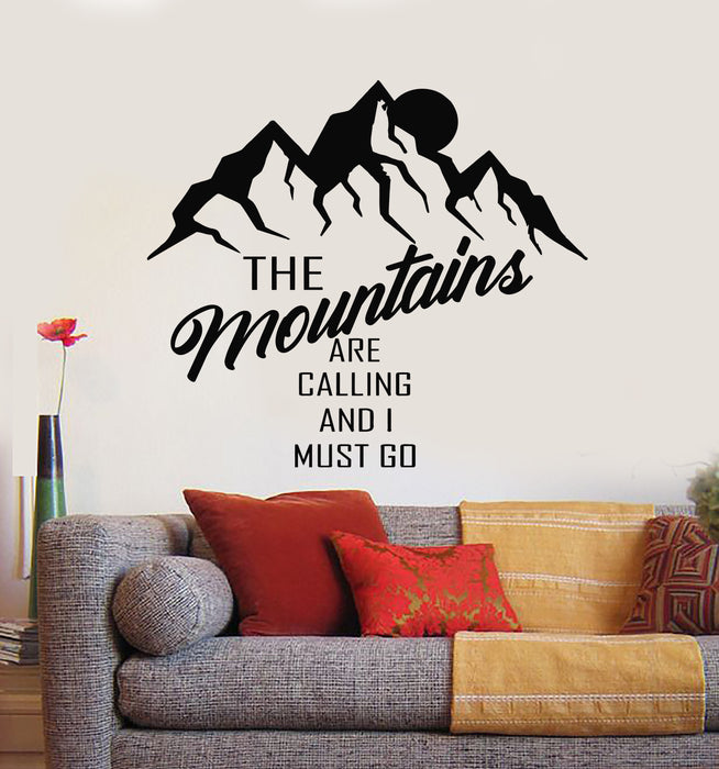 Vinyl Wall Decal Mountains Calling Nature Landscape Inspiring Words Stickers Mural (g3992)