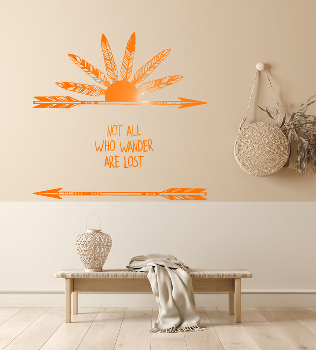 Vinyl Wall Decal Feathers Arrow Quote Ethnic Art Style Stickers Unique Gift (ig3927)