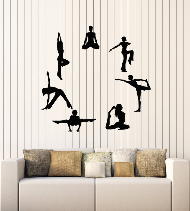 Vinyl Wall Decal Circle Yoga Pose Meditation Relaxation Balance Decor Stickers Mural (g2877)