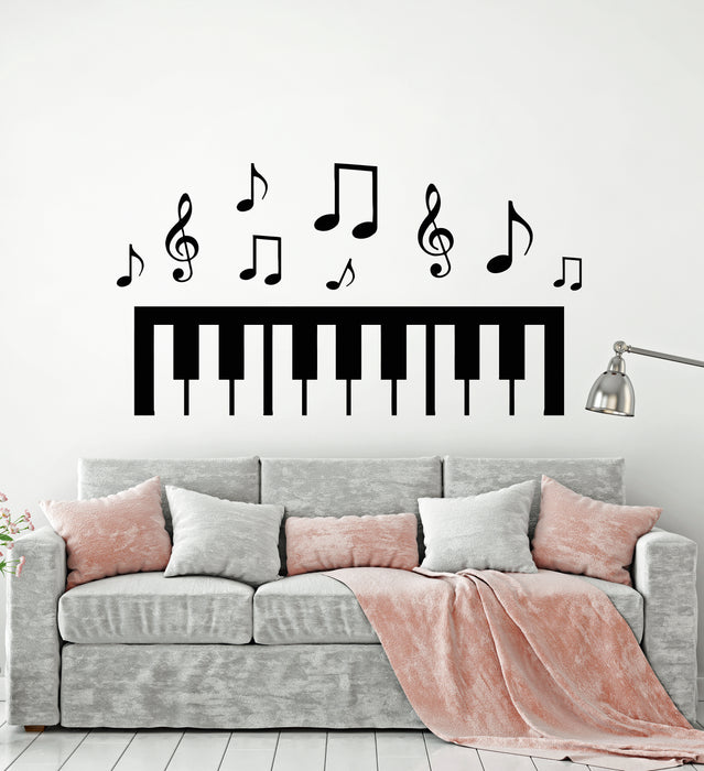 Vinyl Wall Decal Piano Music Notes Black White Art Decor Stickers Mural (g455)