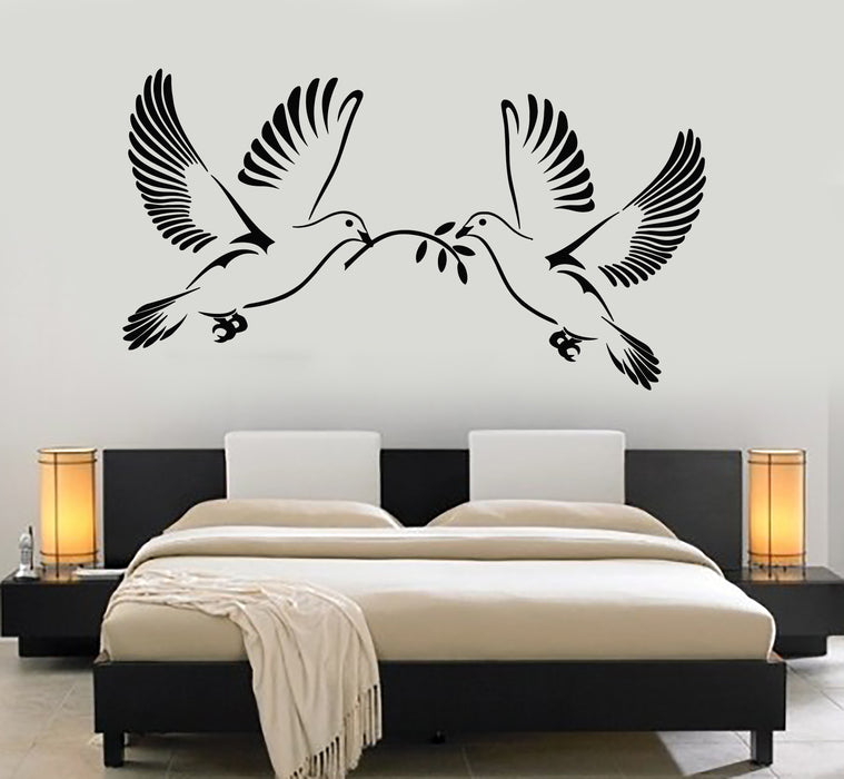 Vinyl Wall Decal Dove Pigeons Birds Bedroom Romantic Interior Stickers Mural (g2985)