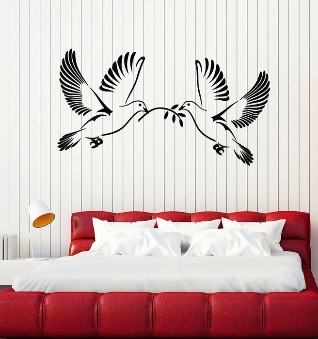Vinyl Wall Decal Dove Pigeons Birds Bedroom Romantic Interior Stickers Mural (g2985)