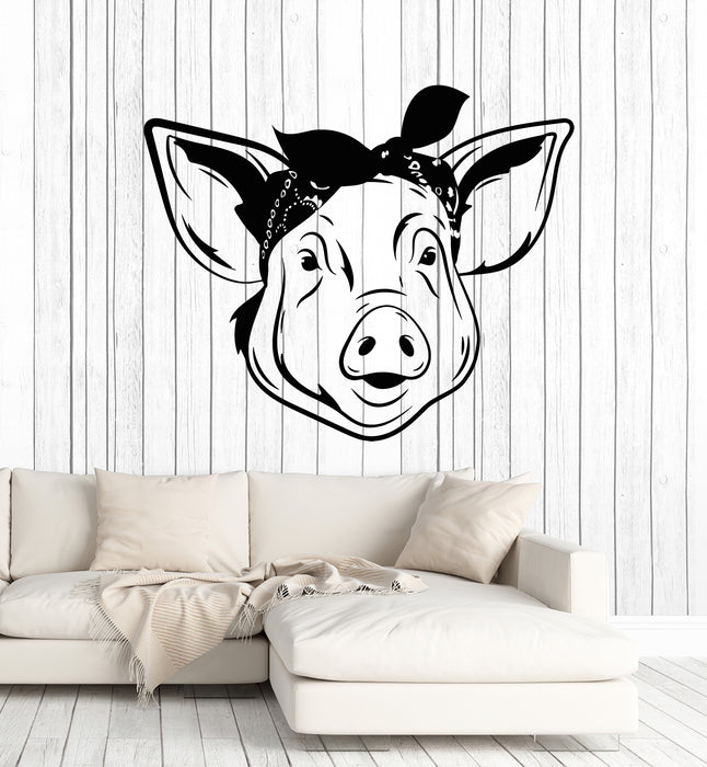 Vinyl Wall Decal Funny Pig Head Animal Farm Butcher Shop Piggy Stickers Mural (g5278)