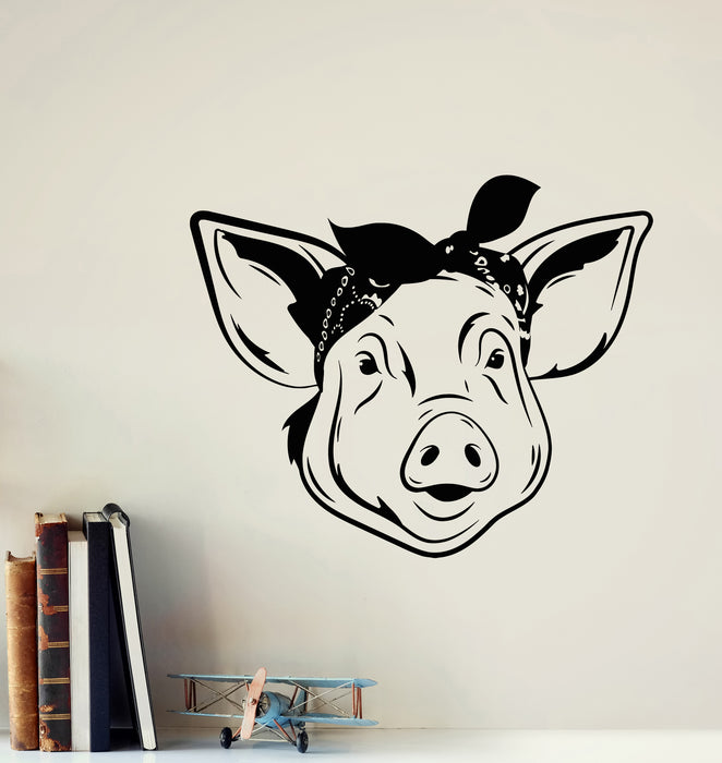 Vinyl Wall Decal Funny Pig Head Animal Farm Butcher Shop Piggy Stickers Mural (g5278)