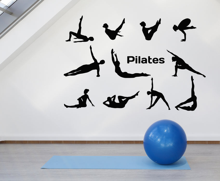 Vinyl Wall Decal Pilates Lifestyle Yoga Pose Gymnastics Sport Stickers Mural (g1927)