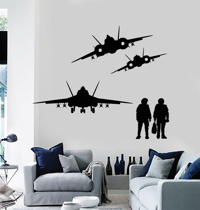 Vinyl Wall Decal Aviation Aircraft Plane Pilots Aviator Sky Air Force Stickers Mural (g1064)