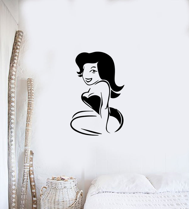 Wall Stickers Vinyl Decal Retro Sexy Cartoon Curvy Beach Girl in Bikini EM286