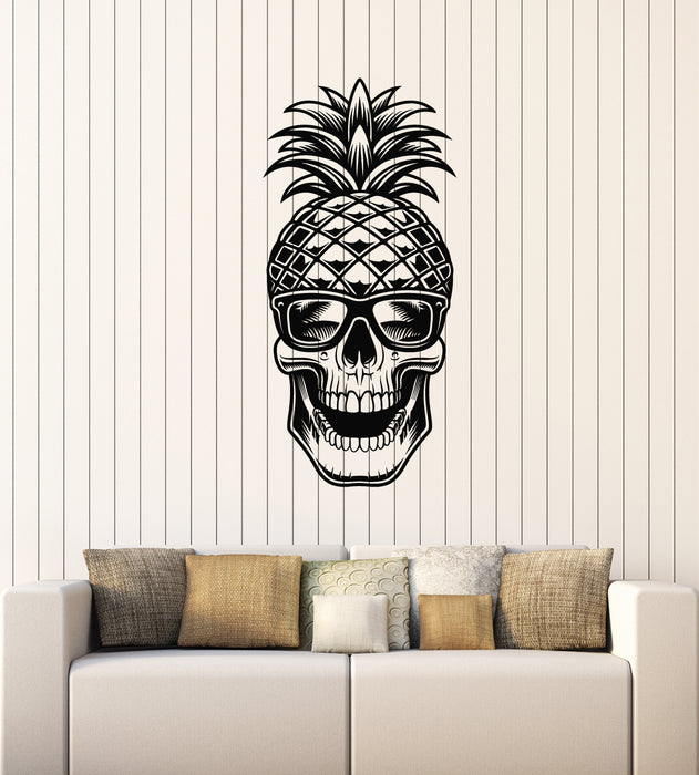 Vinyl Wall Decal Tropical Fruit Funny Skull Glasses Pineapple Stickers Mural (g4106)