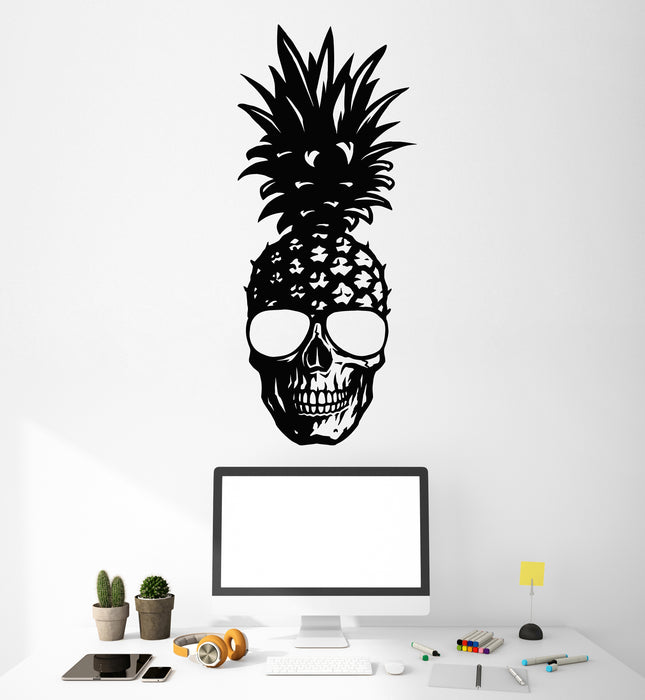 Vinyl Wall Decal Pineapple Exotic Fruit Skull Food Sunglasses Stickers Mural (g5217)