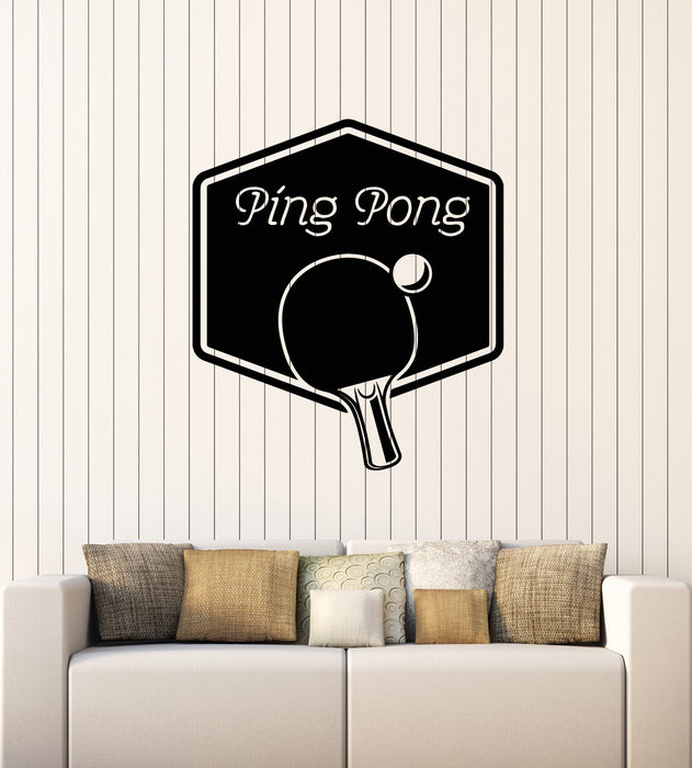 Vinyl Wall Decal Ping Pong Olympic Games Room Tennis Racket  Stickers Mural (g4034)