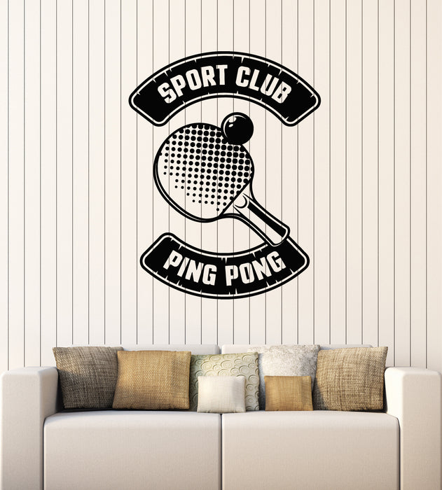 Vinyl Wall Decal Tennis Rocket Ping Pong Game Sport Club Decor Stickers Mural (g4036)