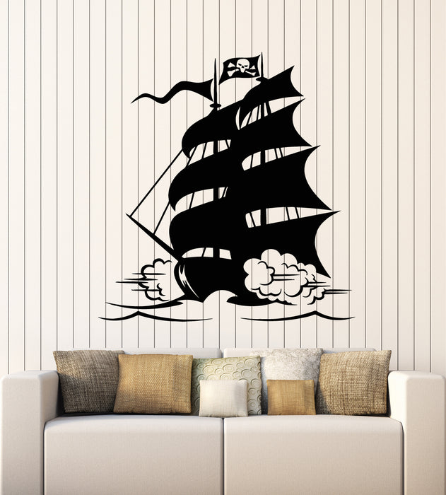 Vinyl Wall Decal Pirate Ship Flag Skull Sailor Sail Sea Marine Stickers Mural (g1193)