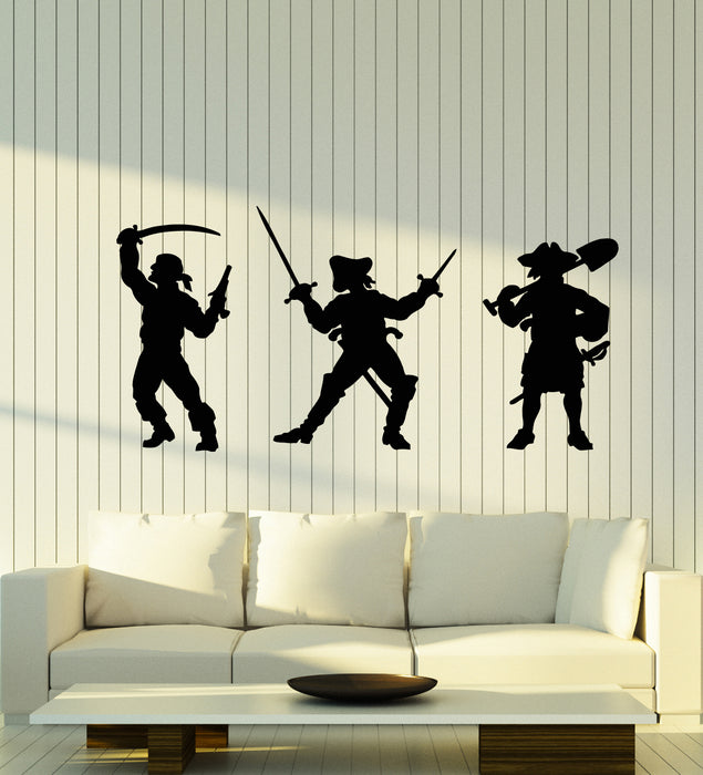 Vinyl Wall Decal Sea Bandit Pirate Sword Shovel Nautical Style Boy Room Stickers Mural (g2130)