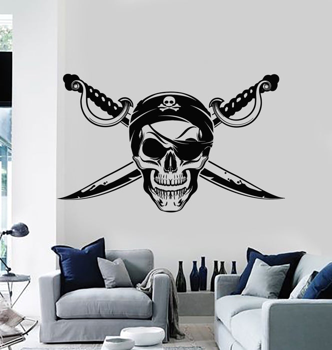 Vinyl Wall Decal Sea Bandits Pirate Symbols Skull And Bones Stickers Mural (g2397)