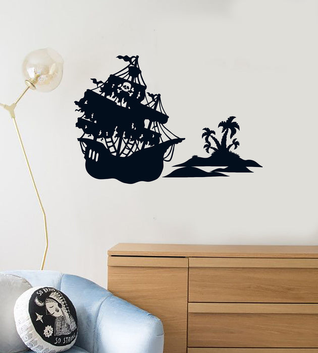 Vinyl Wall Decal Pirate Ship Island Boys Kids Room Creative Decoration Stickers Mural (ig5451)