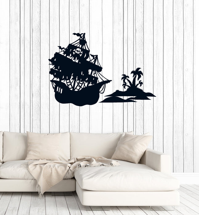 Vinyl Wall Decal Pirate Ship Island Boys Kids Room Creative Decoration Stickers Mural (ig5451)