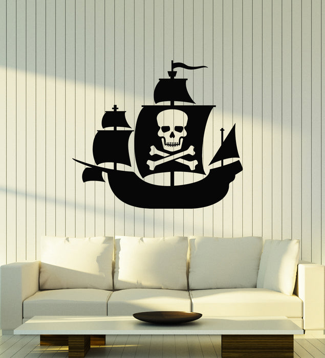 Vinyl Wall Decal Ship Boat Pirate See Ocean Marine Sailor Stickers Mural (g4874)