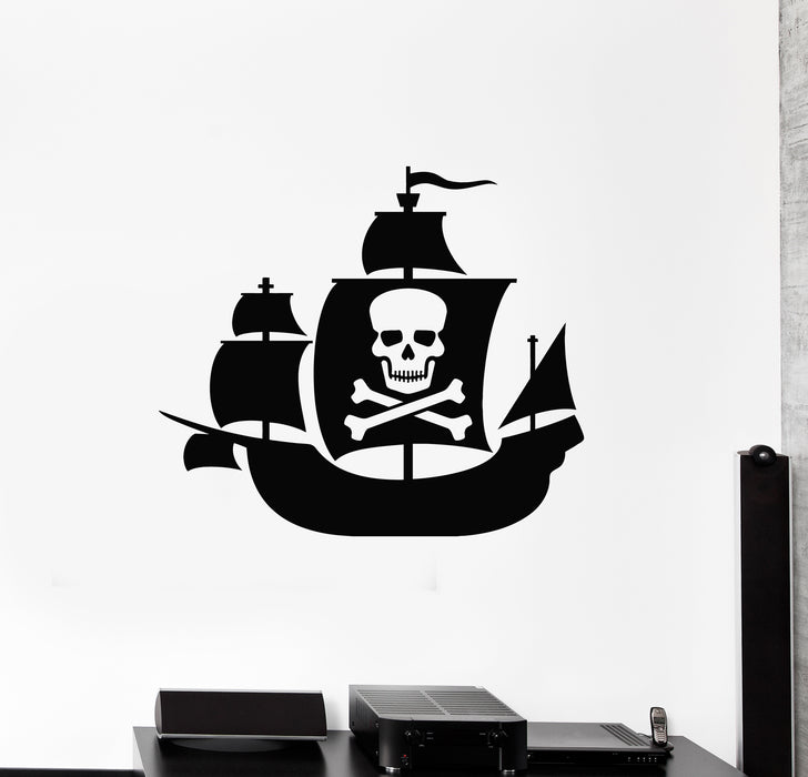 Vinyl Wall Decal Ship Boat Pirate See Ocean Marine Sailor Stickers Mural (g4874)