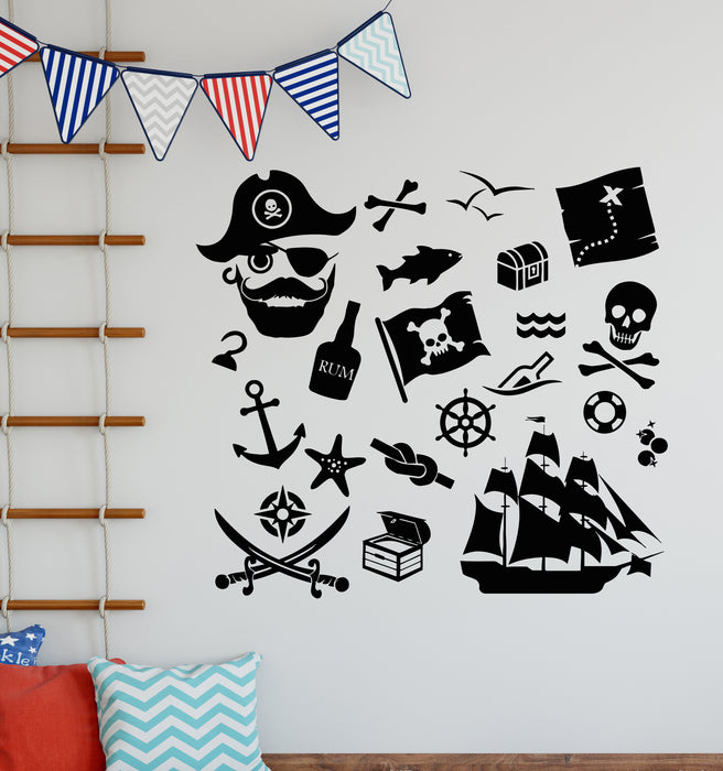Vinyl Wall Decal Pirate Sea Ocean Marine Style Anchor Cable Ship Stickers Mural (g5548)