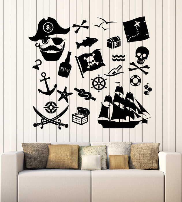 Vinyl Wall Decal Pirate Sea Ocean Marine Style Anchor Cable Ship Stickers Mural (g5548)