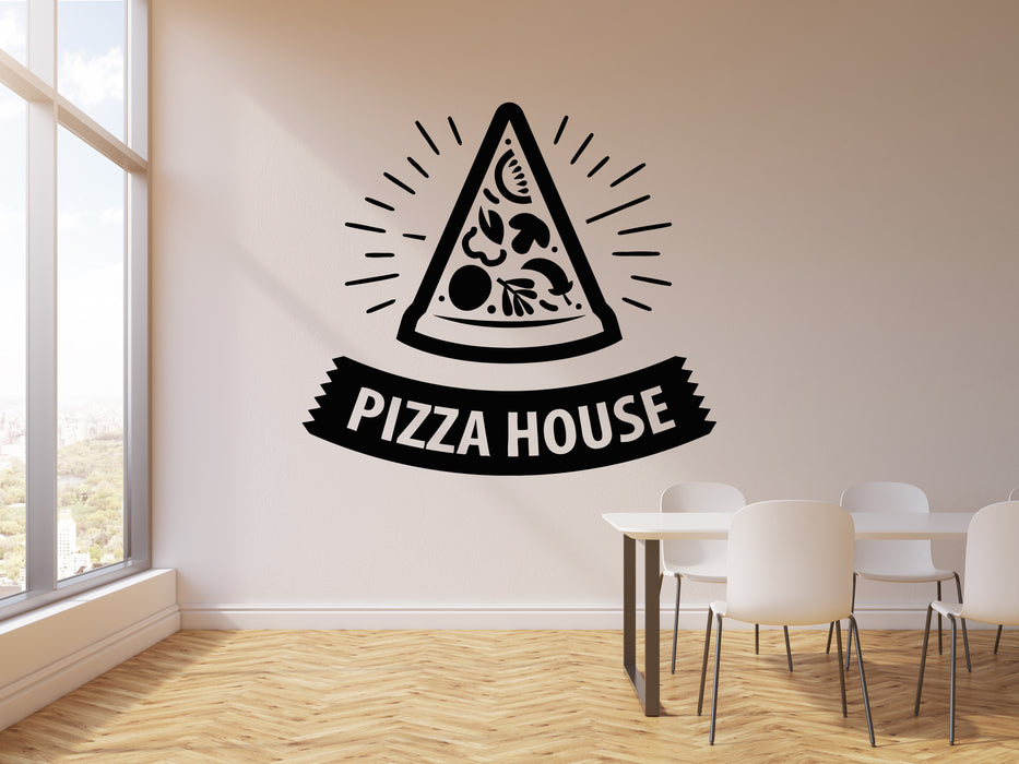 Vinyl Wall Decal Pizza House Authentic Taste Premium Quality Stickers Mural (g658)