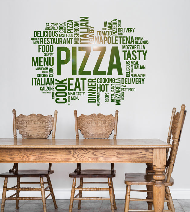 Vinyl Wall Decal Pizza Pizzeria Words Italian Restaurant Decor Idea Stickers Mural (ig6279)