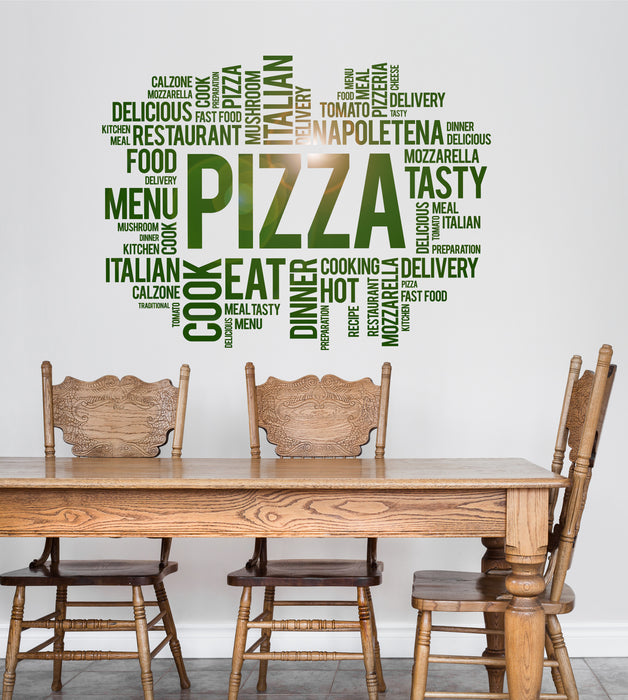 Adesivo Murale In Vinile Pizza – Decorazione Da Parete Per Cucina O Ristorante, 103x68cm, Tema Italiano