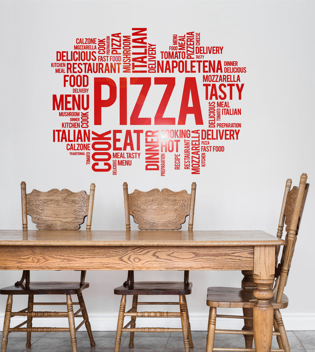 Vinyl Wall Decal Pizza Pizzeria Words Italian Restaurant Decor Idea Stickers Mural (ig6279)