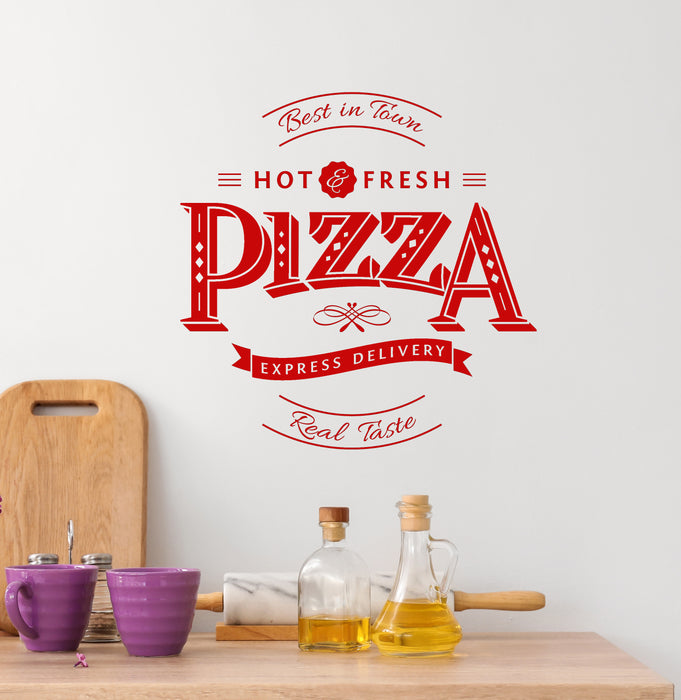 Vinyl Wall Decal Pizza Express Delivery Pizzeria Window Decor Italian Restaurant Stickers Mural (ig6375)