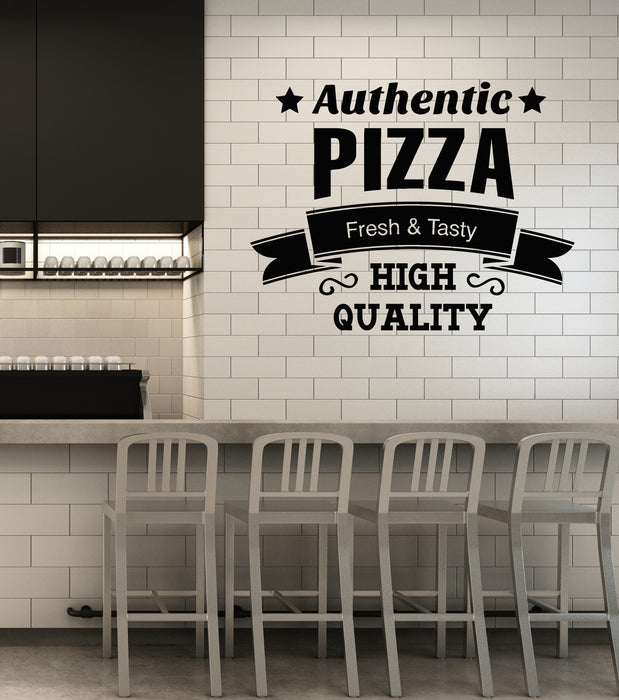 Vinyl Wall Decal Words Authentic Pizza Tasty Fresh Restaurant Stickers Mural (g3476)