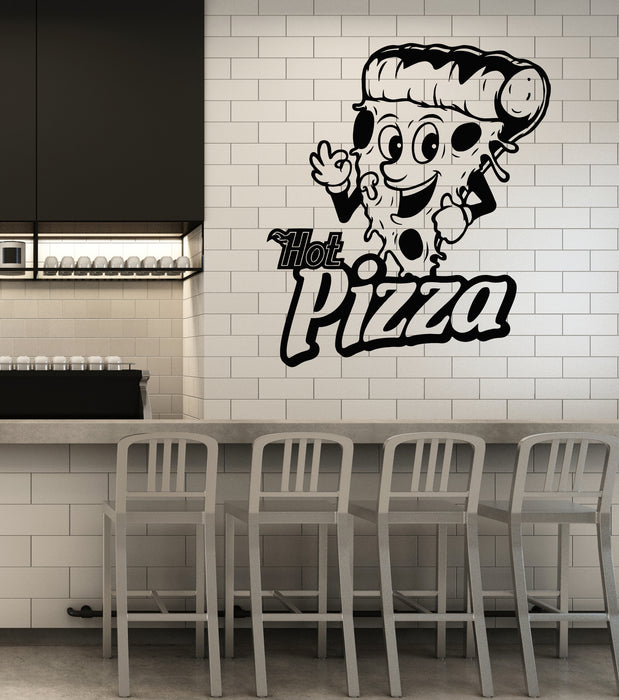 Vinyl Wall Decal Hot Funny Pizza Slice Italian Tasty Food  Store Stickers Mural (g4304)