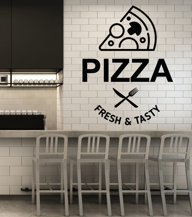 Vinyl Wall Decal Pizza Slice Fresh Tasty Pizzeria Store Cafe Stickers Mural (g5230)