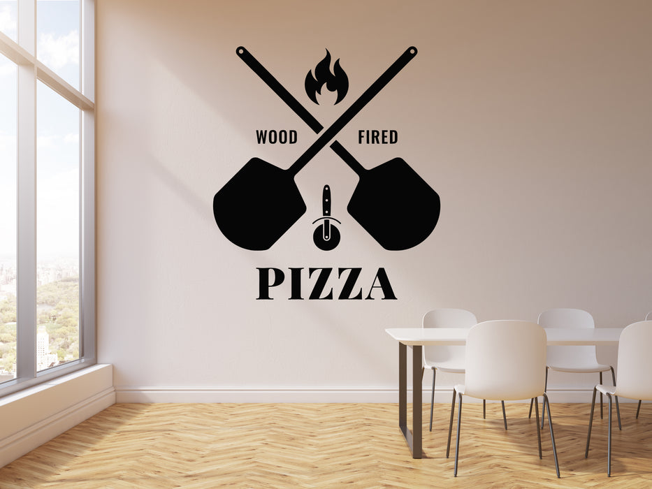 Vinyl Wall Decal Fresh Pizza Wood Fired Italian Tasty Food Stickers Mural (g6535)