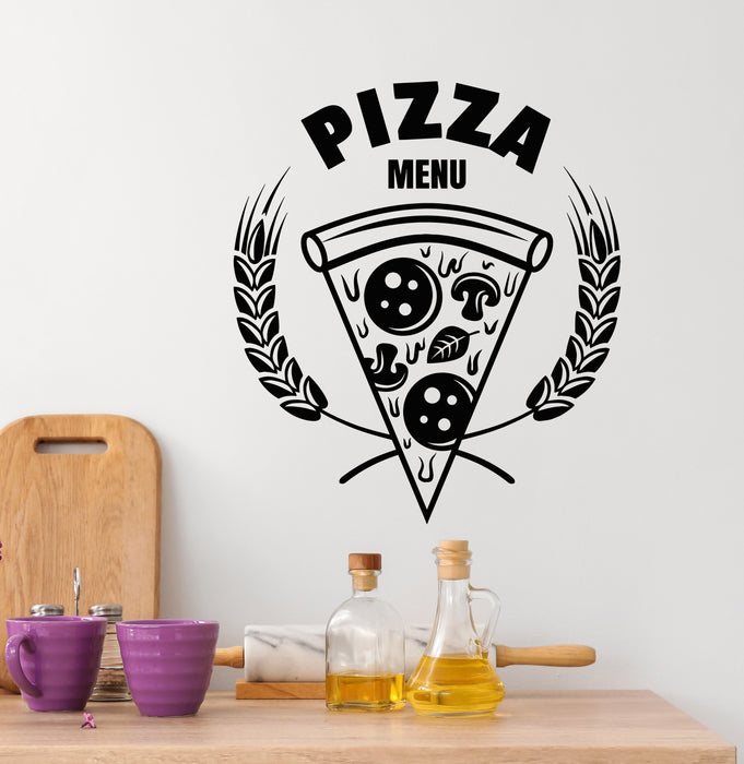 Vinyl Wall Decal Pizza Slice Pizzeria Menu Italian Tasty Food Cafe Stickers Mural (g6937)