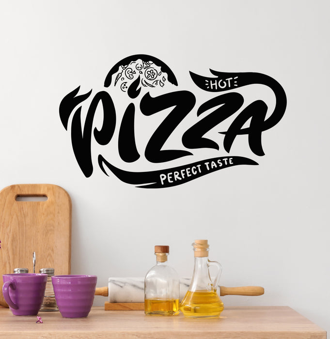 Vinyl Wall Decal Perfect Taste Hot Pizza Italian Food Pizzeria Stickers Mural (g7051)