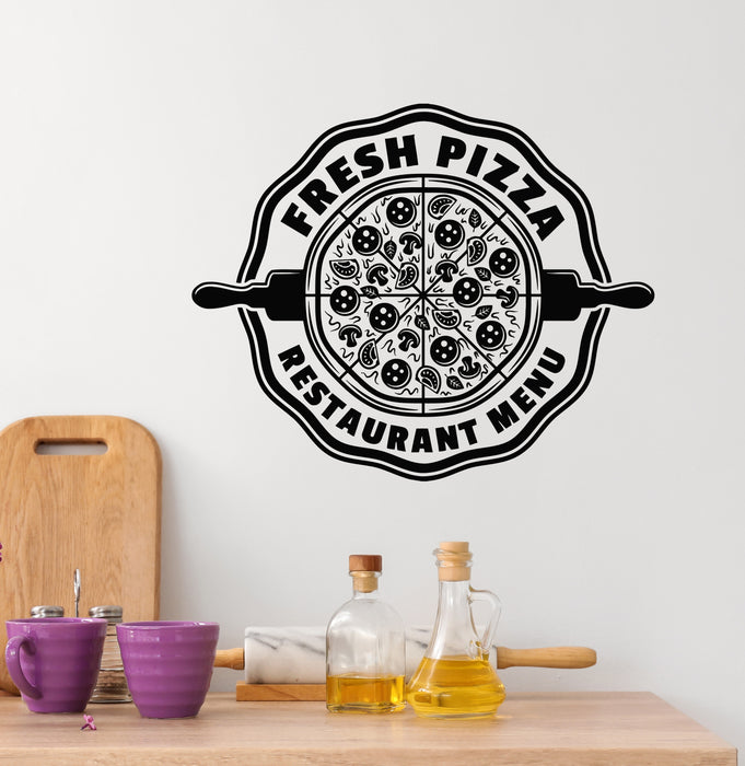 Vinyl Wall Decal Fresh Pizza Restaurant Menu Italian Food Cafe Stickers Mural (g7179)