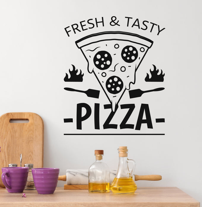 Pizza Vinyl Wall Decal Fresh Tasty Hot Piece Pizzeria Stickers Mural (k107)