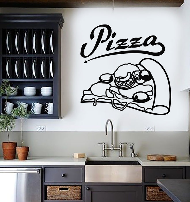 Vinyl Wall Decal Italian Pizza Hot Food Pizzeria Store Cuisine Stickers Mural (g2934)