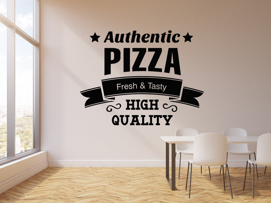 Vinyl Wall Decal Words Authentic Pizza Tasty Fresh Restaurant Stickers Mural (g3476)