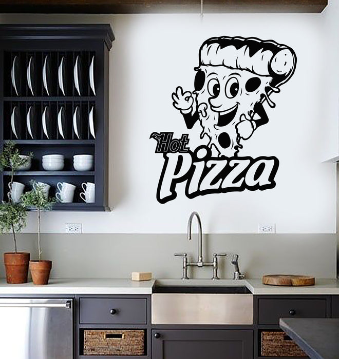 Vinyl Wall Decal Hot Funny Pizza Slice Italian Tasty Food  Store Stickers Mural (g4304)