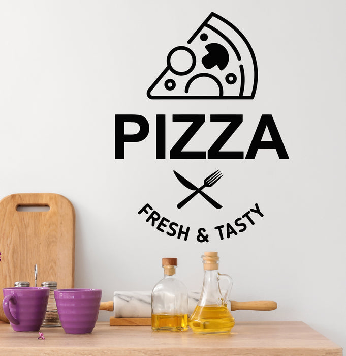 Vinyl Wall Decal Pizza Slice Fresh Tasty Pizzeria Store Cafe Stickers Mural (g5230)