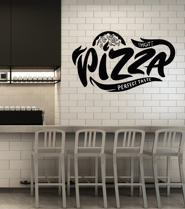 Vinyl Wall Decal Perfect Taste Hot Pizza Italian Food Pizzeria Stickers Mural (g7051)