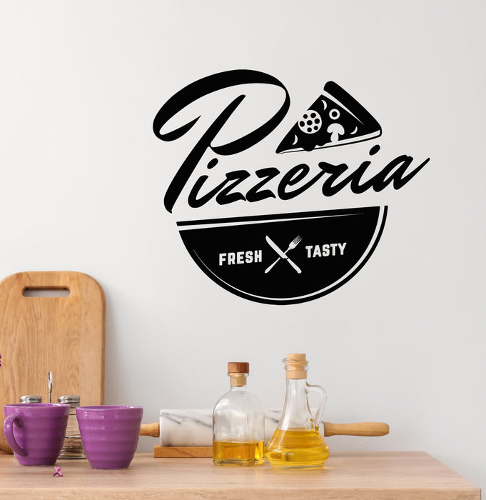 Vinyl Wall Decal Pizzeria Italian Restaurant Cook Kitchen Tasty Food Stickers Mural (g6331)