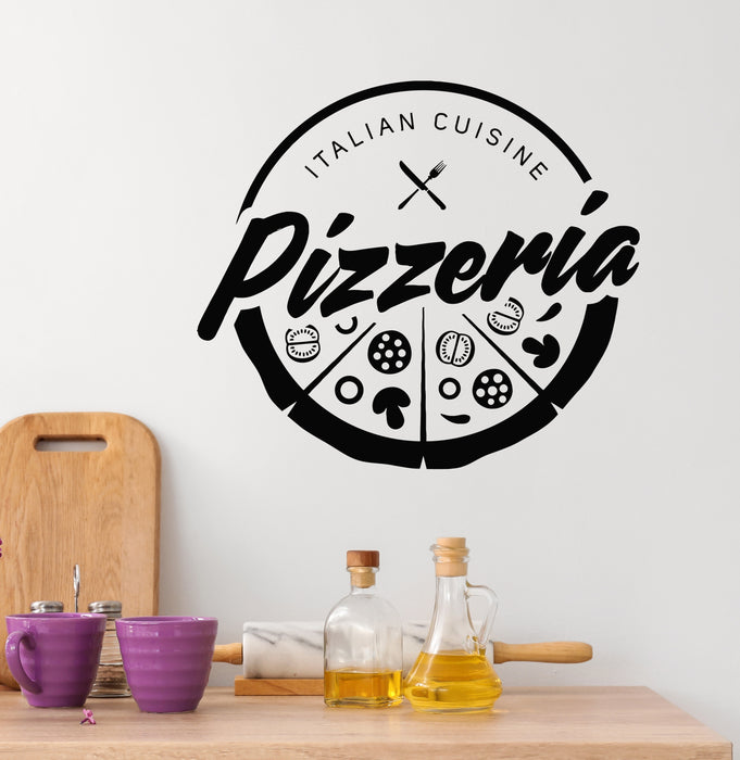 Vinyl Wall Decal Pizzeria Store Freshly Baked Pizza Italian Food Stickers Mural (g6362)