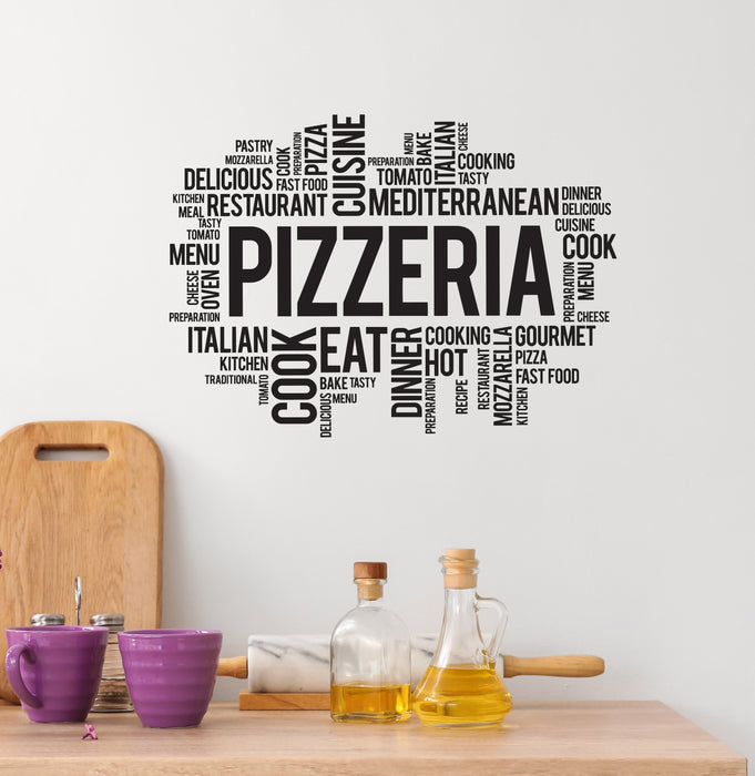 Pizzeria Vinyl Wall Decal Pizza Delivery Italian Cuisine Restaurant Food Kitchen Dining Room (ig6462)