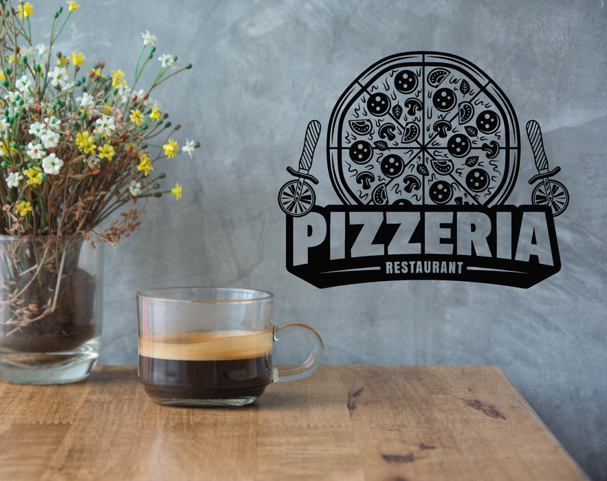 Vinyl Wall Decal Pizza Restaurant Cook Kitchen Fresh Tasty Menu Pizzeria Stickers Mural (g4750)