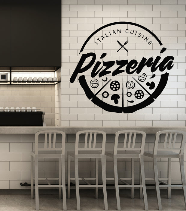 Vinyl Wall Decal Pizzeria Store Freshly Baked Pizza Italian Food Stickers Mural (g6362)